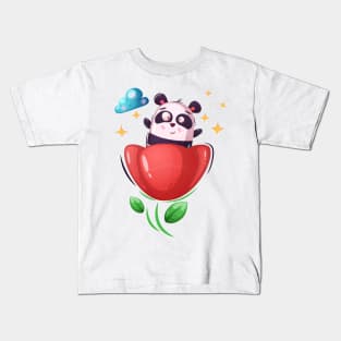 Panda with Flower Kids T-Shirt